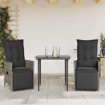 Pack 2 Uds Sillones Reclinable Jardín | Silla De Jardín | Silla De Exterior Y Cojines Ratán Sintético Gris