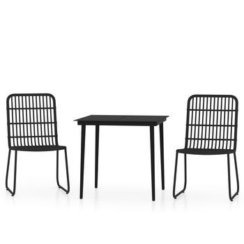 Juego De Comedor Para Jardín 3 Uds | Conjunto Mueble Jardin Mesa Y Sillas Negro