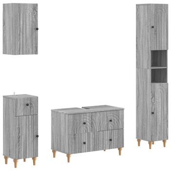 Juego De Armarios De Baño De 4 Piezas Alkmaar Sonoma Gris Vidaxl