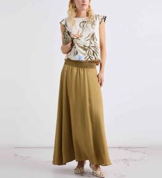 Marella para mujer. 2613101032200 Falda acampanada Mllorario verde (36), Casual, Modal