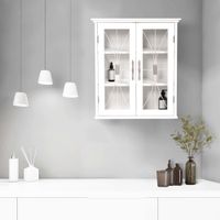 armario de pared de 2 puertas en madera blanca 61x32x51 cm