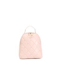 mochila con colcha de rombos con aplicacion de remaches y logo bicolor powder