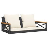 banco columpio  banco de jardin con cojines ratan sintetico negro 109x62x40 cm