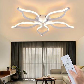 Nettlife Plafón Led Moderno Blanco 80cm, 75w Regulable (3000-6500k) Con Mando A Distancia, Modo Luz De Noche, Diseño De Metal Para Salón Y Comedor