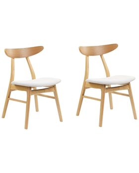 Conjunto de 2 sillas de comedor  madera marrón claro gris