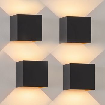 Nettlife Aplique Exterior Aplique Interior Led Juego De 4 Negro Oro 5w Ip65 Orientable 3000k