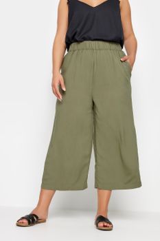 Yours Pantalones Capri Anchos Verde Oliva, Mujer Curvy Y Tallas Grandes, Yours