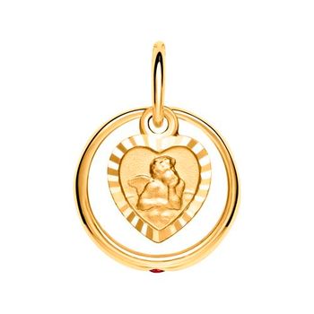 Anillo bautizo 8k colgante ángel rubí oro