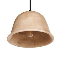 lampara colgante boho moderna forma redonda madera de mango marron claro goika