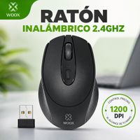 woox raton inalambrico 24g con 3 niveles dpi ajustable 100012001600 - alcance de 10m receptor usb nano diseno ambidiestro para oficina compatible con windows y mac
