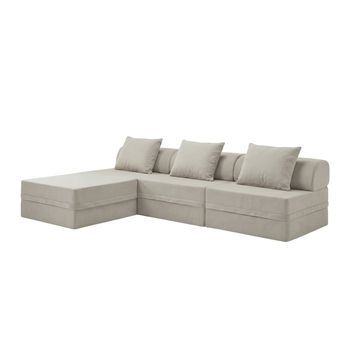 Sofá Modular 3+1+puff  Convertible Derecho Gris Gelo