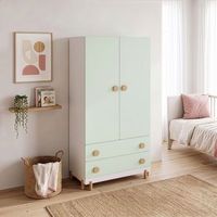 armario ropero infantil vaarentaa con 2 cajones 156x80x41cm - verde menta encasa