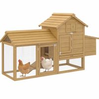 pawhut gallinero de madera para exterior jaula para 2-3 gallineras con 2 corrales de alambre techo abrible nido 1505x54x87 cm natural   aosom espana
