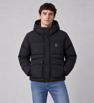 A|X Armani Exchange para hombre. XM003316AF27309UB101 Chaqueta acolchada con capucha marino (S), Casual, Poliéster