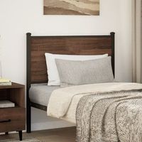 cabeceropanel de cabecero de repuesto de madera de ingenieria y acero marron roble 90 cm