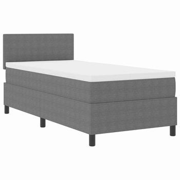 Cama Box Spring Led Gris Claro Y . 80 X 200 Cm Tela De Pana Vidaxl