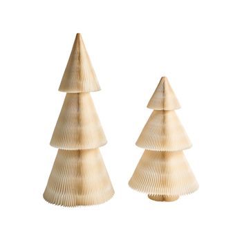 Conjunto De 2 Figuritas De Árboles De Navidad De Papel Con Forma De Panal Origami Decoración Navideña Beige Vefsna