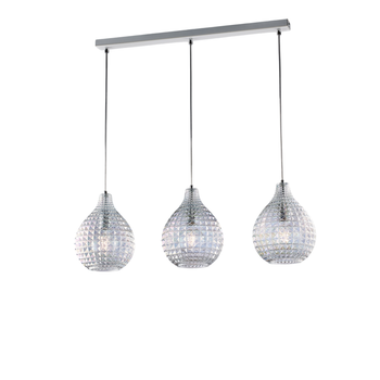 Diamante - Pista Blanca Y Cromo Con Cristal Transparente Decorado Y Cables Orientables, 3 Luces