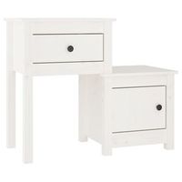 mesita de noche  mesa auxiliar  mesilla madera maciza de pino blanco 795x38x655 cm