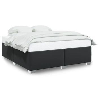 Cama De Matrimonio | Cama De Adulto | Estructura De Cama Sin Colchón Cuero Sintético Negro 200x200 Cm