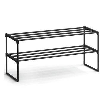Zapatero De Varillas De Metal, Negro / 2 Niveles (30 x 92 x 34 cm )