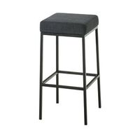 taburete de bar con reposapies de diseno moderno en tela gris oscuro y metal negro mate 100000043