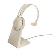 jabra evolve2 65 auriculares inalambricos monoaurales con soporte beige