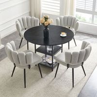 conjunto de mesa y 4 sillas - comedor - mdf y metal - negro y gris 107x107x75cm