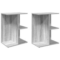 juego de 2 mesitas de noche - mesillas madera ingenieria gris sonoma 465x29x61 cm mc6126