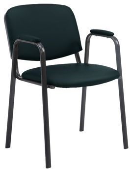 Silla con patas de metal y asiento en simil cuero negro
