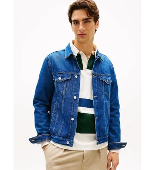 Tommy Hilfiger para hombre. MW0MW42629 Cazadora Trucker Vaquera azul (S), Casual, Algodón, Denim
