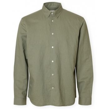 Selected Camisa manga larga Noos Regclay Shirt - Vetiver para hombre