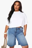 boohoo basics plus boxy crop t-shirt blanco