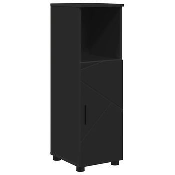 Gabinete De Baño | Armario De Baño Con Almacenamiento Negro 30 X 35 X 95 Cm