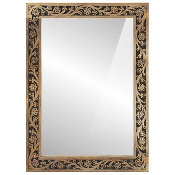 Espejo Decorativo | Espejo De Baño Madera Maciza De Acacia Y Vidrio 50x70x2,5 Cm