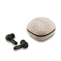 auriculares guess inalambricos bluetooth con cancelacion enc estuche de carga y polipiel rosa