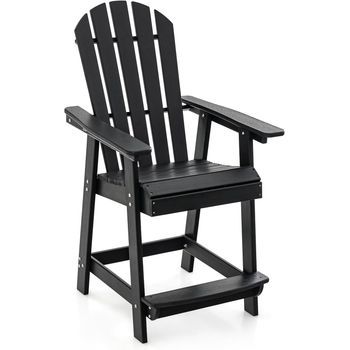 Silla Jardin Exterior Hdpe Con Reposabrazos, Silla Alta Adirondack Costway 70 X 85 X 119 Cm Negro