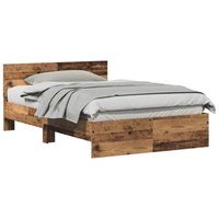 cama matrimonial  cama para adulto  estructura de cama con cabecera madera vieja 193 x 125 x 70 cm