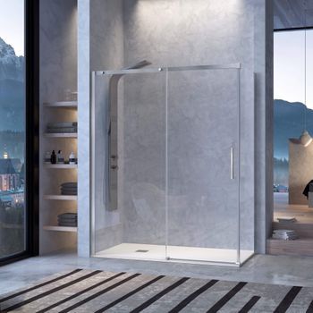 Frontal De Ducha + Puerta Corredera Luna 100 Cm Lateral Fijo : 66.5 - 69 Cm