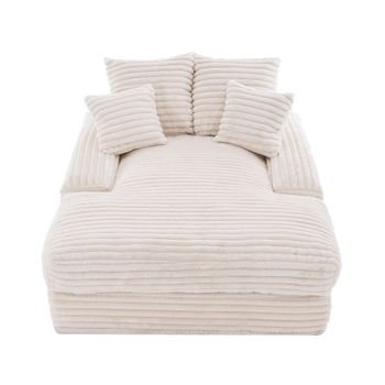 Chaiselongue de pana de lujo con 4 cojines desmontables, Beige   Aosom España