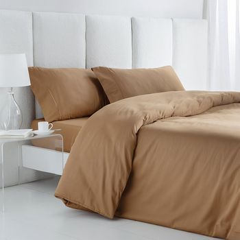 Funda Nórdica Saten Algodon Egipcio 300 Hilos Terracota 240x220 Cama 150