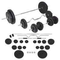 juego de pesas 90 kg barras y mancuernas vidaxl