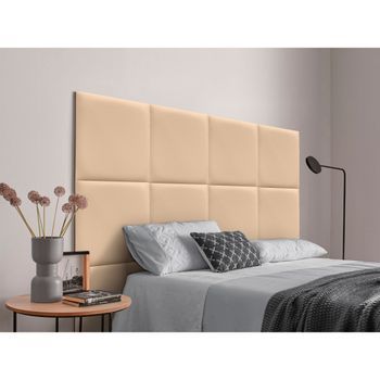 Dhome Cabecero Tapizado Para Camas De 140 De Polipiel Premium Compuesto De Paneles Autoadhesivos Intercambiables Lujo Dormitorio Acolchado (beige,