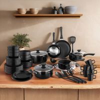 30 piezas juego de cocina gres aluminio antiadherente negro