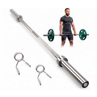barra de musculacion de acero cromado con cierres de seguridad 50mm 120cm recta