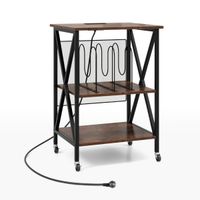 costway mesa lateral con estructura metalica y separadores soporte con estacion de carga integrada 52 x 45 x 75 cm