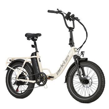 Bicicleta Eléctrica Plegable Bekup S3, Neumáticos Anchos De 20 Pulgadas, 48 ​​v 15 Ah, Beige
