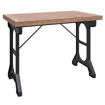 Mesa De Comedor | Mesa De Cena Madera Maciza De Abeto Y Hierro 110x65x82 Cm