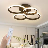 lampara de techo led de diseno moderno negra 48w 55cm regulable con mando a distancia para dormitorio o cocina zmh