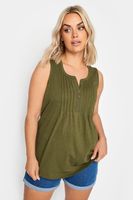 yours camiseta verde oliva sin mangas de algodon con jaretas mujer curvy y tallas grandes yours